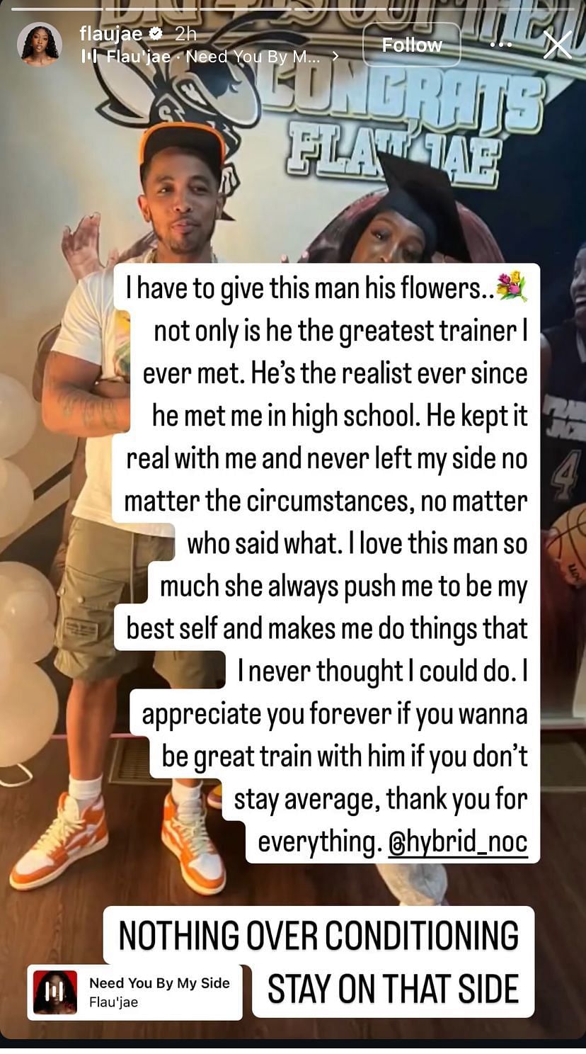 Flau’jae Johnson gives basketball coach his flowers with wholesome message - Image source: Instagram/flaujae